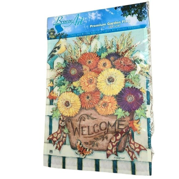 Breeze Art Fall and Christmas Flags 12 x 18 Winget Decor Garden Set of 2 New - Picture 6 of 9